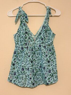 New NWT Ann Taylor LOFT Beach Green Paisley Tankini Swim Top Size XS